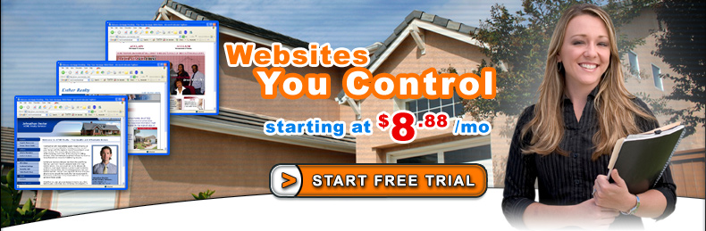 real estate web design you control! Starting at $8.88 per month. Click to start your free trial.